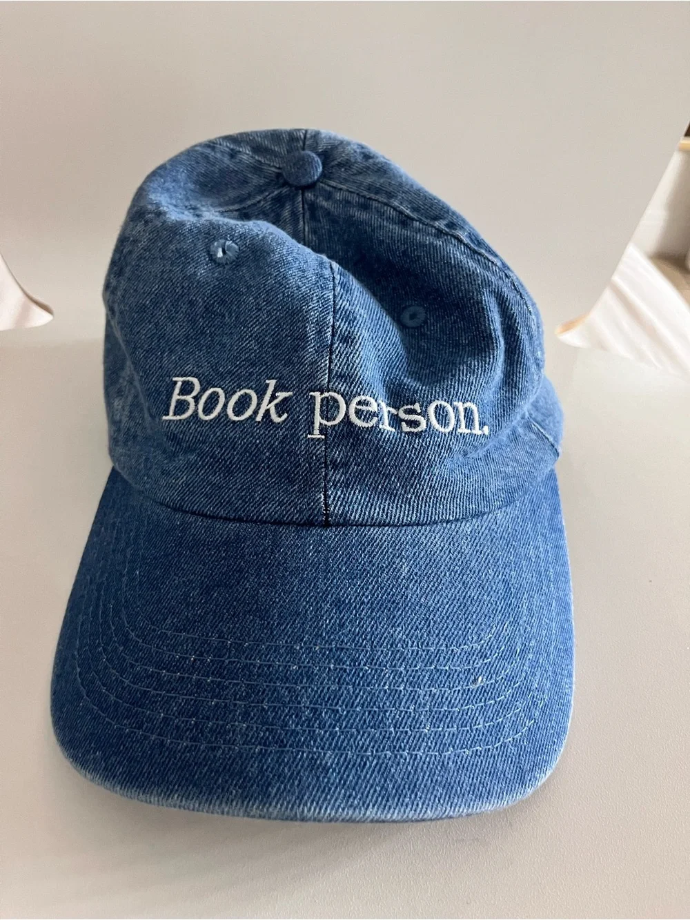 Denim 'Book person.' Embroidered Baseball Cap